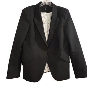 White House Black Market Womens Editor Blazer Black Size 14 Long Sleeve